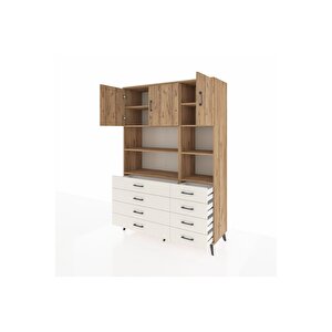 Hyperion Dolap 8 Raflı 8 Çekmeceli 3 Kapaklı 132x44x195 Çam-çam/aytaşı