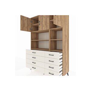 Hyperion Dolap 8 Raflı 8 Çekmeceli 3 Kapaklı 132x44x195 Çam-çam/aytaşı