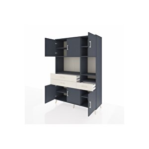 Hyperion Dolap 9 Raflı 3 Çekmeceli 6 Kapaklı 132x44x195 Antrasit-antrasit/aytaşı