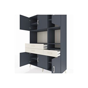 Hyperion Dolap 9 Raflı 3 Çekmeceli 6 Kapaklı 132x44x195 Antrasit-antrasit/aytaşı