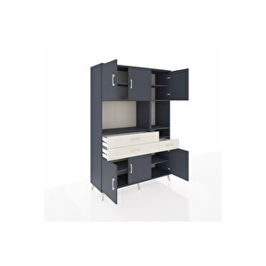 Hyperion Dolap 9 Raflı 3 Çekmeceli 6 Kapaklı 132x44x195 Antrasit-antrasit/aytaşı