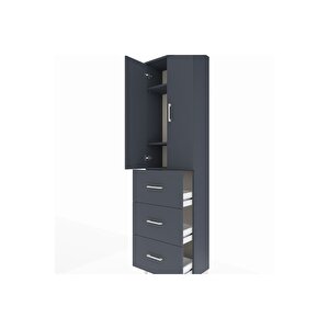 Arges Dolap 3 Raflı 3 Çekmeceli 2 Kapaklı 60x30x221 Antrasit-antrasit