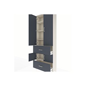 Arges Dolap 5 Raflı 2 Çekmeceli 4 Kapaklı 88x30x243 Aytaşı-antrasit