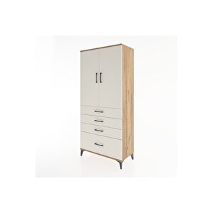 Hyperion Dolap 3 Raflı 4 Çekmeceli 2 Kapaklı 88x44x195 Çam-aytaşı