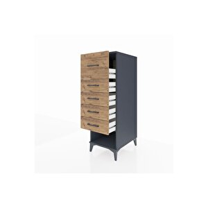 Kronos Dolap 5 Çekmeceli 44x59x134 Antrasit-çam