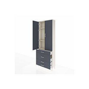 Arges Dolap 3 Raflı 4 Çekmeceli 2 Kapaklı 88x30x243 Aytaşı-antrasit