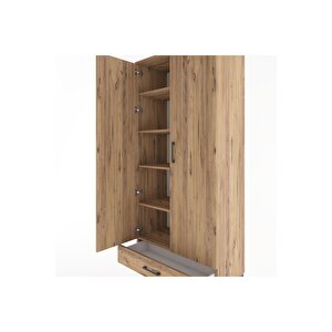Hyperion Dolap 5 Raflı Tek Çekmeceli 2 Kapaklı 88x44x195 Çam-çam