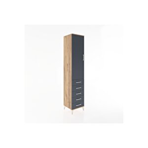 Hyperion Dolap 2 Raflı 5 Çekmeceli Tek Askılı 44x44x221 Çam-antrasit