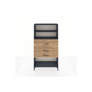 Arges Dolap 2 Raflı 3 Çekmeceli 88x30x163 Antrasit-çam
