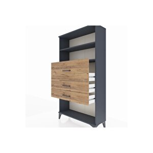 Arges Dolap 2 Raflı 3 Çekmeceli 88x30x163 Antrasit-çam