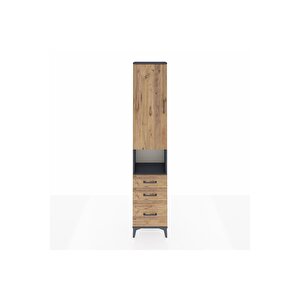 Arges Dolap 4 Raflı 3 Çekmeceli Tek Kapaklı 44x30x221 Antrasit-çam