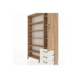 Arges Dolap 9 Raflı 3 Çekmeceli Tek Kapaklı  132x30x195 Çam-çam/aytaşı