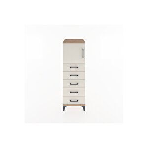 Hyperion Dolap Tek Raflı 5 Çekmeceli Tek Kapaklı 44x44x134 Çam-aytaşı