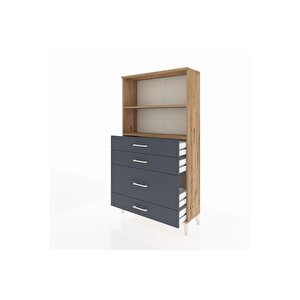 Arges Dolap 2 Raflı 4 Çekmeceli 88x30x163 Çam-antrasit