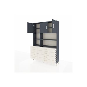 Arges Dolap 8 Raflı 8 Çekmeceli 3 Kapaklı 132x30x195 Antrasit-antrasit/aytaşı