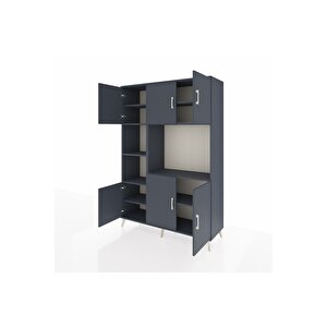 Hyperion Gardrop 9 Raflı 6 Kapaklı 132x44x195 Antrasit-antrasit