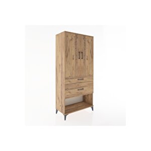 Hyperion Dolap Tek Raflı 2 Çekmeceli Tek Askılı 88x44x195 Çam-çam