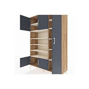 Hyperion Dolap 11 Raflı 5 Kapaklı 132x44x195 Çam-antrasit/aytaşı