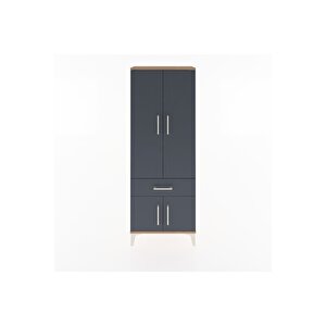 Arges Dolap 3 Raflı Tek Çekmeceli 4 Kapaklı 60x30x163 Çam-antrasit