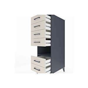 Kronos Dolap Tek Raflı 6 Çekmeceli 44x59x134 Antrasit-aytaşı