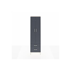 Arges Dolap 3 Raflı 2 Çekmeceli Tek Askılı 60x30x221 Aytaşı-antrasit