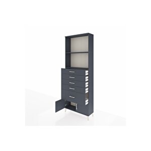 Arges Dolap 2 Raflı 5 Çekmeceli 2 Kapaklı 88x30x243 Antrasit-antrasit