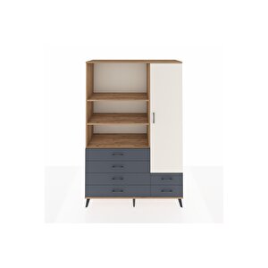 Hyperion Dolap 7 Raflı 6 Çekmeceli Tek Kapaklı  132x44x195 Çam-aytaşı/antrasit