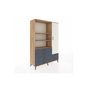 Hyperion Dolap 7 Raflı 6 Çekmeceli Tek Kapaklı  132x44x195 Çam-aytaşı/antrasit