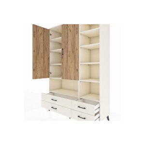 Hyperion Dolap 10 Raflı 4 Çekmeceli 2 Kapaklı 132x44x195 Aytaşı-çam/aytaşı