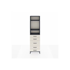 Arges Dolap 3 Raflı 5 Çekmeceli 60x30x221 Antrasit-aytaşı