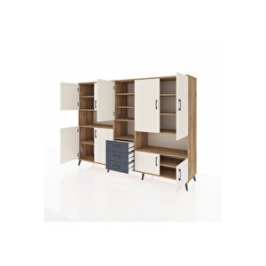 Hyperion Dolap 13 Raflı 3 Çekmeceli 9 Kapaklı 220x44x163 Çam-aytaşı/antrasit