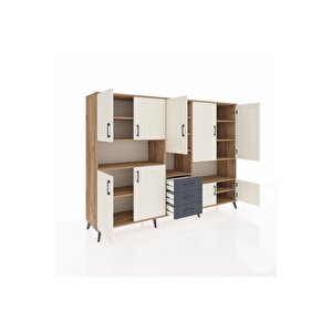 Hyperion Dolap 13 Raflı 3 Çekmeceli 9 Kapaklı 220x44x163 Çam-aytaşı/antrasit