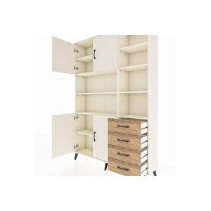 Arges Dolap 9 Raflı 4 Çekmeceli 4 Kapaklı 132x30x195 Aytaşı-aytaşı/çam