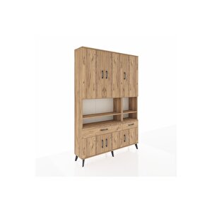 Arges Gardrop 8 Raflı 2 Çekmeceli 6 Kapaklı 132x30x195 Çam-çam