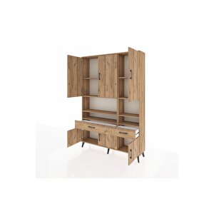 Arges Gardrop 8 Raflı 2 Çekmeceli 6 Kapaklı 132x30x195 Çam-çam