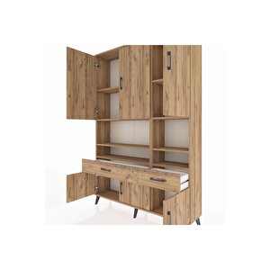 Arges Gardrop 8 Raflı 2 Çekmeceli 6 Kapaklı 132x30x195 Çam-çam