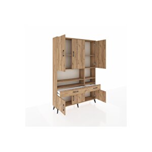 Arges Gardrop 8 Raflı 2 Çekmeceli 6 Kapaklı 132x30x195 Çam-çam