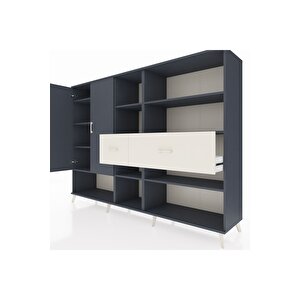 Hyperion Dolap 10 Raflı 2 Çekmeceli 2 Kapaklı 220x44x163 Antrasit-antrasit/aytaşı