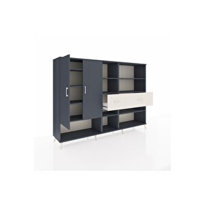 Hyperion Dolap 10 Raflı 2 Çekmeceli 2 Kapaklı 220x44x163 Antrasit-antrasit/aytaşı