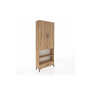 Arges Dolap 5 Raflı Tek Çekmeceli 2 Kapaklı 88x30x221 Çam-çam