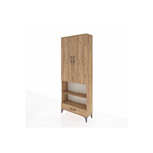 Arges Dolap 5 Raflı Tek Çekmeceli 2 Kapaklı 88x30x221 Çam-çam