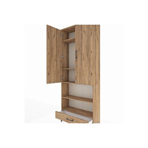 Arges Dolap 5 Raflı Tek Çekmeceli 2 Kapaklı 88x30x221 Çam-çam