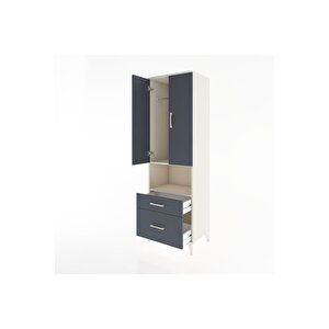 Hyperion Dolap 2 Raflı 2 Çekmeceli Tek Askılı 60x44x195 Aytaşı-antrasit