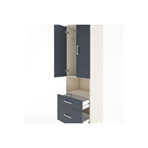 Hyperion Dolap 2 Raflı 2 Çekmeceli Tek Askılı 60x44x195 Aytaşı-antrasit