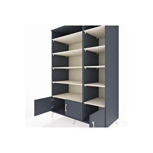 Kronos Dolap 10 Raflı 3 Kapaklı 132x59x195 Antrasit-antrasit/aytaşı