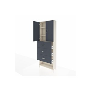 Arges Dolap 3 Raflı 3 Çekmeceli 2 Kapaklı 88x30x243 Aytaşı-antrasit