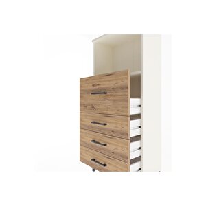 Arges Dolap Tek Raflı 4 Çekmeceli 60x30x134 Aytaşı-çam