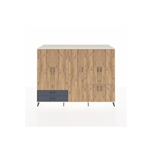 Kronos Dolap 12 Raflı 2 Çekmeceli 7 Kapaklı 220x59x163 Aytaşı-çam/antrasit