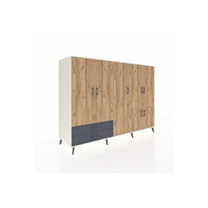 Kronos Dolap 12 Raflı 2 Çekmeceli 7 Kapaklı 220x59x163 Aytaşı-çam/antrasit