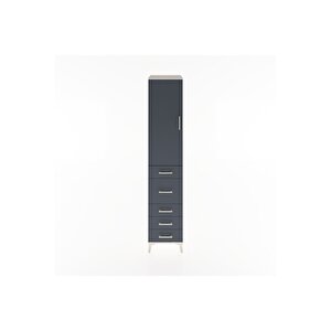 Hyperion Dolap 3 Raflı 5 Çekmeceli Tek Kapaklı 44x44x221 Aytaşı-antrasit